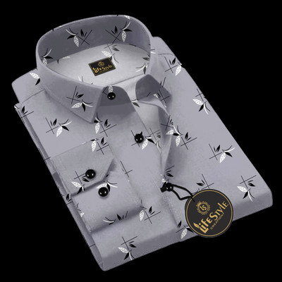 SHUBHFLAX Men Printed Casual Grey Shirt