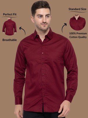 Modernity Men Solid Casual Maroon Shirt