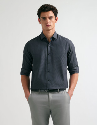 ARROW Men Self Design Formal Blue Shirt