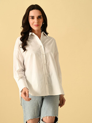 ADRIANA Women Solid Party White Shirt