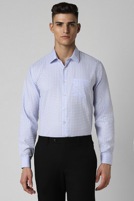VAN HEUSEN Men Checkered Formal Blue Shirt