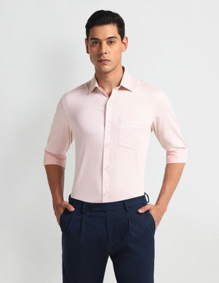 ARROW Men Striped Formal Pink Shirt