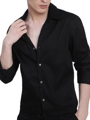 Zeravi Men Solid Casual Black Shirt