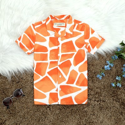 The Lion and The Fish Boys Printed Casual Orange Shirt