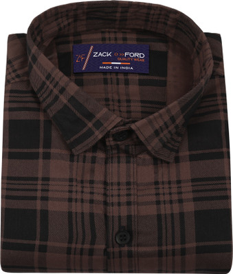 SNWARIYA Men Checkered Casual Brown, Black Shirt