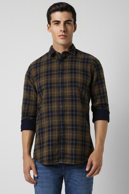 VAN HEUSEN Men Checkered Casual Brown, Dark Blue, Grey Shirt