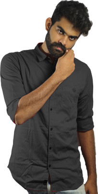 Indi Hemp Men Solid Casual Grey Shirt