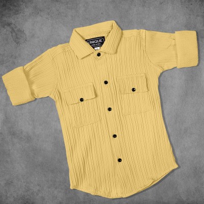 Wintrofinee Boys Self Design Casual Yellow Shirt