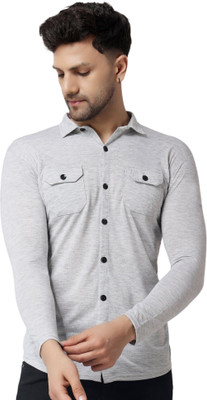Blisstone Men Solid Casual Grey Shirt