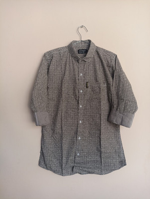 Goodza Men Solid Casual Black Shirt