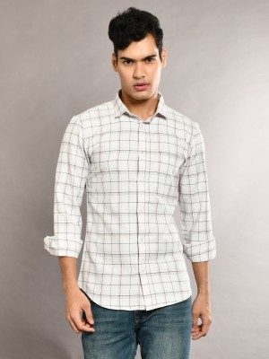 Urbany Men Checkered Casual White, Black, Maroon Shirt