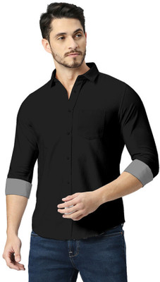 SAADIWALA Men Solid Formal Black Shirt
