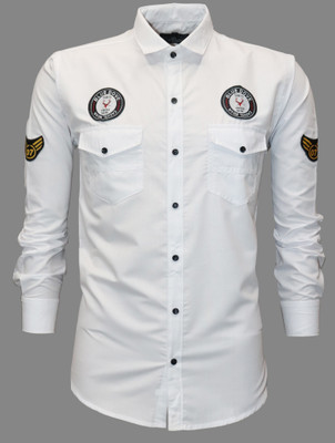 Blue dove Men Solid Casual White Shirt