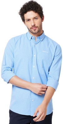 Kenneth Cole Men Checkered Casual Light Blue, White Shirt