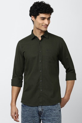PETER ENGLAND Men Solid Casual Green Shirt