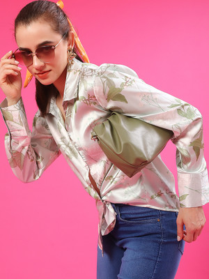 V-MART Women Printed Casual Green, White Shirt