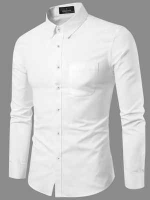 FUBAR Men Solid Formal White Shirt