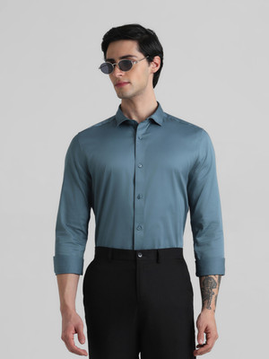 JACK & JONES Men Solid Casual Blue Shirt