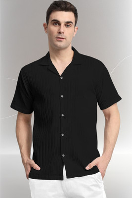 A Dearise Trend Men Self Design Casual Black Shirt