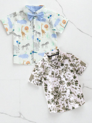 Sparrow ENTERPRISE Boys Printed, Striped Casual Multicolor Shirt(Pack of 2)