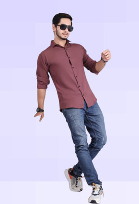 Parth Creation Men Solid Casual Maroon Shirt