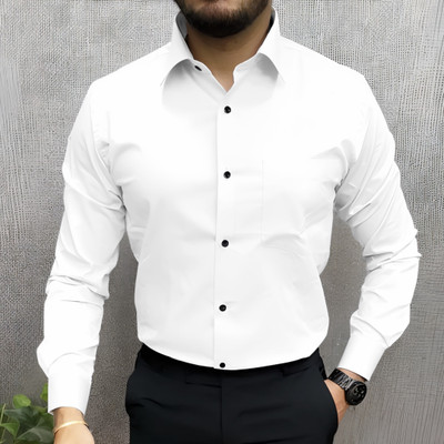 Vuon fab Men Solid Casual White Shirt