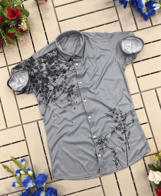 SANBROS Men Printed Casual Grey Shirt
