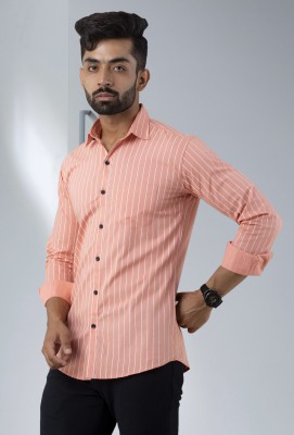 Vcom Men Striped Casual Dark Blue Shirt