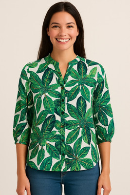 KRISHVA CREATION Women Printed Casual Green Shirt