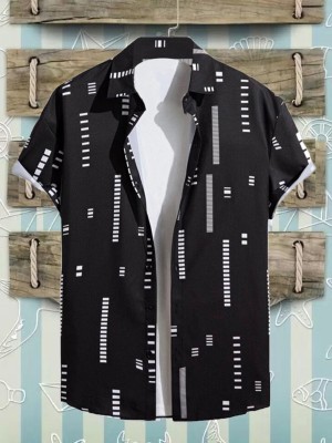 JEEMONJA Men Printed Casual Black Shirt