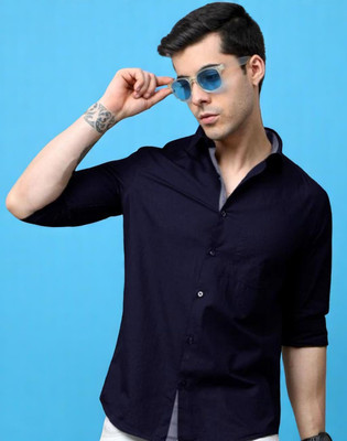 LAXMI TRENDING Men Solid Casual Blue Shirt