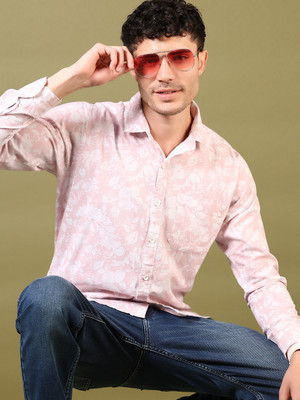 V-MART Men Printed Casual Pink Shirt