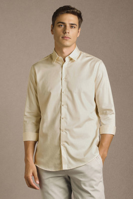 LOUIS PHILIPPE Men Solid Casual Beige Shirt
