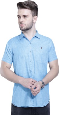 KUONS AVENUE Men Self Design Casual Light Blue Shirt