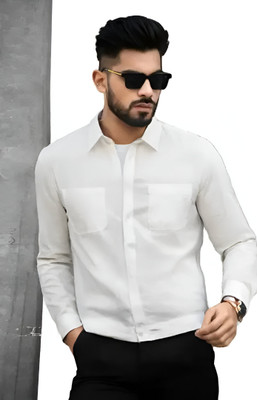 Purever India Men Solid Formal White Shirt