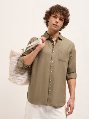 THE BEAR HOUSE Men Solid Casual Beige Shirt