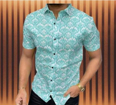 StellLIFESTYLE Trend Men Printed Casual Light Blue, White Shirt