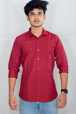 Dulip Men Solid Casual Red Shirt