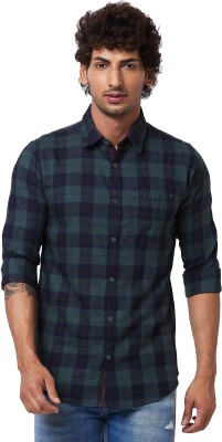 Spykar Men Checkered Casual Dark Green, Black, Red Shirt