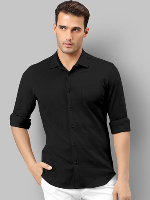 Zabolo Men Solid Casual Black Shirt