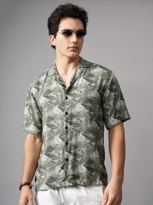 Paul Street Men Printed Casual Green Shirt