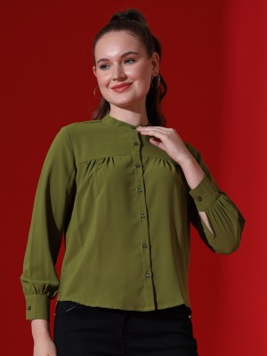 fithub Women Solid Casual Green Shirt