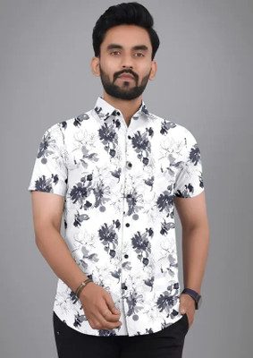 Radiance Creation Men Printed Casual Grey, White Shirt