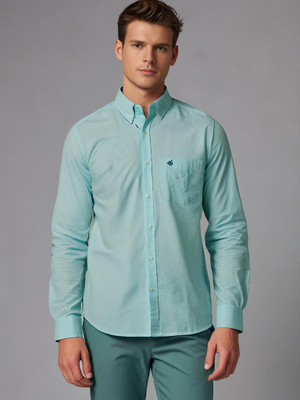 Seen Clothing Store Men Solid Casual Light Green Shirt