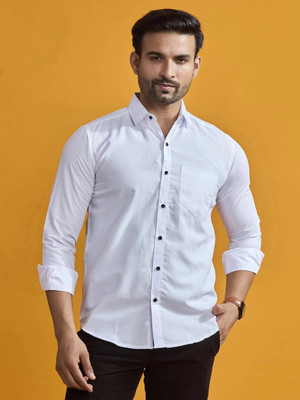 EVIQE Men Solid Formal White Shirt