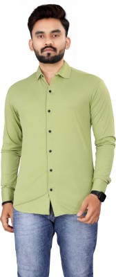 PEARL OCEAN Men Solid Casual Green Shirt