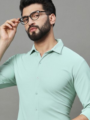 RENUOVO Men Solid Casual Light Green Shirt