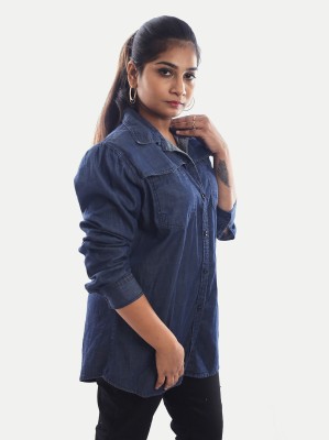 radprix Women Solid Casual Dark Blue Shirt