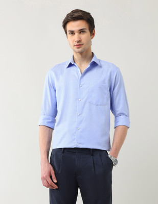 ARROW Men Self Design Formal Blue Shirt