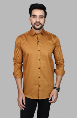 SNWARIYA Men Solid Casual Beige Shirt